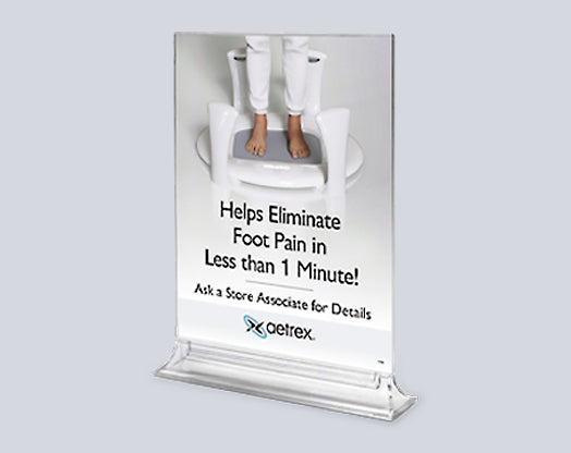 Advertisement for a product to eliminate foot pain with a clear background